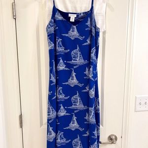 Antibes Blanc Sleeveless Handkerchief Shark Bite Sailboat Theme Dress--Size XS